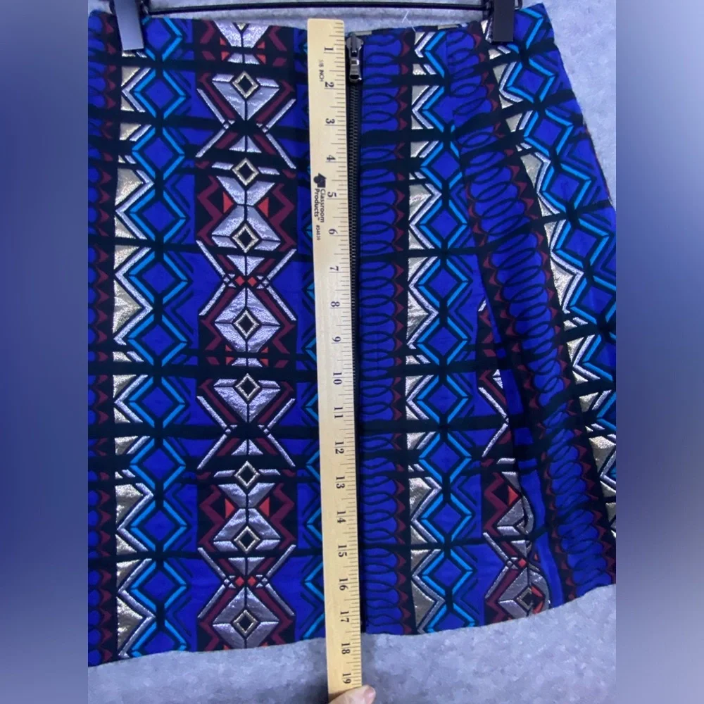 J. Crew NEW NWT Mini Skirt Size 2 Metallic Brocade Colorful Full Front Zip Aztec